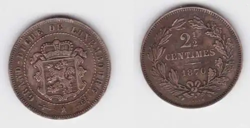 2 1/2 Centimes Kupfer Münze Luxemburg 1870 f.vz (136433)