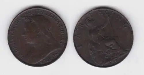1 Farthing Kupfer Münze Großbritannien 1898 Victoria  (127590)