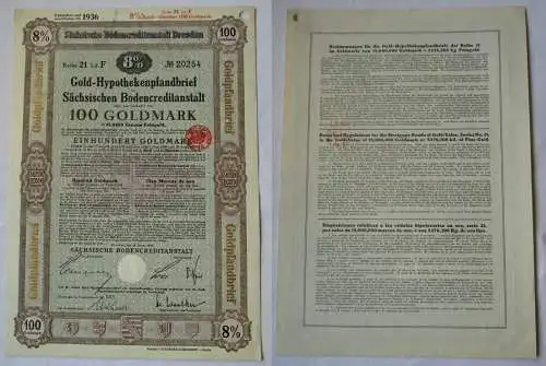100 Goldmark Pfandbrief Sächsische Bodencreditanstalt Dresden 28.1.1930 (122484)