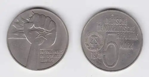 DDR Gedenk Münze 5 Mark Anti Apartheid Jahr 1978 Stempelglanz (125186)