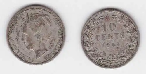 10 Cent Silber Münze Niederlande 1904 Wilhelmina ss (132456)