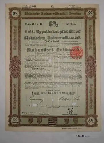 100 Goldmark Pfandbrief Sächsische Bodencreditanstalt Dresden 1.4.1925 (127436)