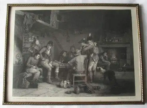 Seltener Bilderrahmen Sir David Wilkie Gemälde Village Recruits um 1850 (122512)