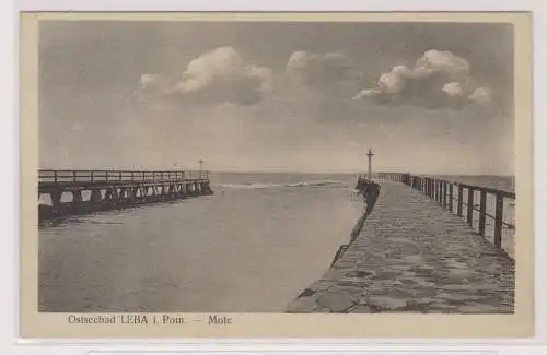 11814 Ak Ostseebad Leba Łeba in Pommern Mole um 1930