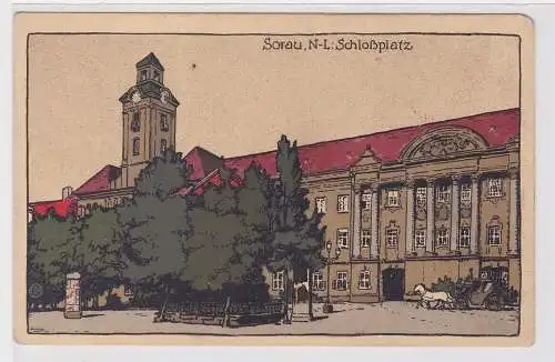 60753 Künstler Ak Sorau Żary Niederlausitz Schloßplatz um 1925
