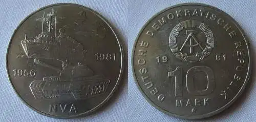 DDR Gedenk Münze 10 Mark 25 Jahre Nationale Volksarmee NVA 1981 Stgl. (140281)