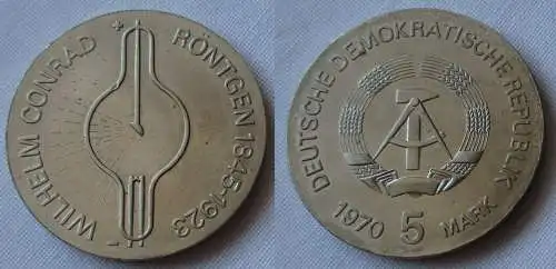 DDR Gedenk Münze 5 Mark Wilhelm Conrad Röntgen 1970 Stempelglanz (142909)