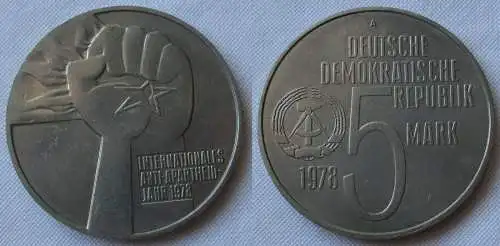 DDR Gedenk Münze 5 Mark internationales Antiapartheidjahr 1978 (146220)
