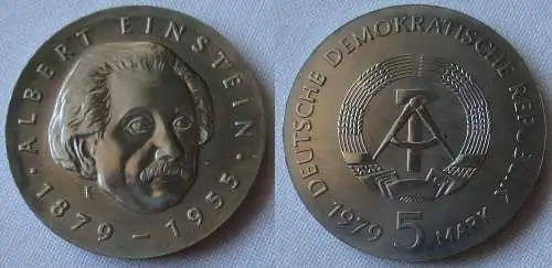 DDR Gedenk Münze 5 Mark Albert Einstein 1979 Stgl. (155751)