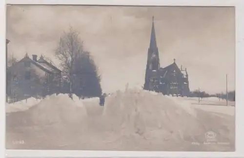 35871 Foto Ak Umeå Schweden - Stadt im Schnee mit Stadt-Kirche um 1930