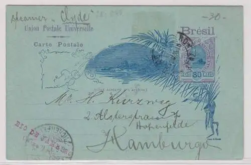 900364 seltene Ganzsachen Postkarte Brasilien 80 Reis nach Hamburg 1898