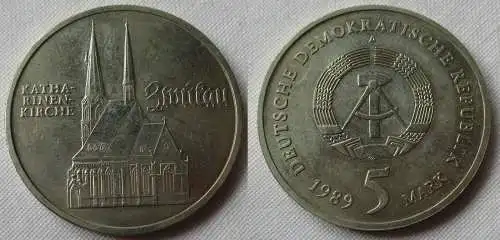 DDR Gedenk Münze 5 Mark Zwickau Katharinenkirche 1989 vorzüglich (151909)