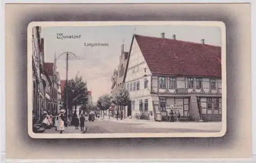 900723 AK Wunstorf - Langestrasse mit Hotel & Restaurant zum Ratskeller 1912