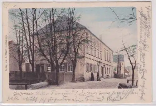 900686 AK Greifenhain - Staub's Gasthof, Straßenansicht 1904