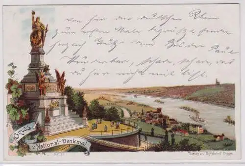 900076 AK Gruss vom National-Denkmal Niederwald Nr. 37 - Verlag Bingen 1899