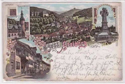 900072 AK Gruss aus Stollberg - Joseph's-Höhe, Straßenansicht mit Fuhrwerk 1899