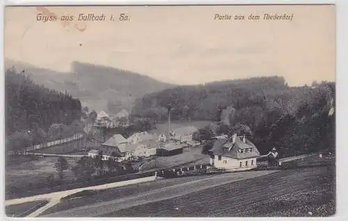 72404 Ak Gruß aus Hallbach in Sachsen Partie aus dem Niederdorf 1912
