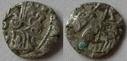Antike Silber Münze Drachme Indien Bulle und Reiter 9. Jahrhundert vz (110382)