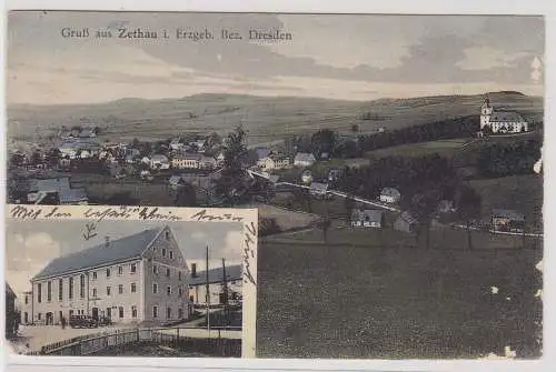 20095 Ak Gruß aus Zethau im Erzgebirge Bez.Dresden Gasthaus 1930