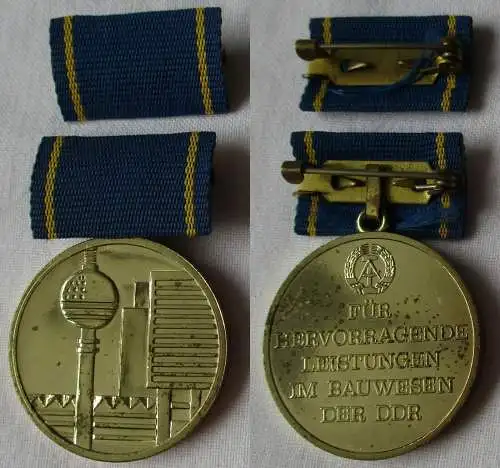 DDR Medaille für Hervorragende Leistungen im Bauwesen in Gold im Etui (140688)