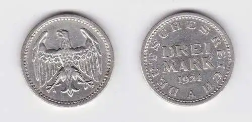 3 Mark Silbermünze Weimarer Republik 1924 A Jäger 312 (131225)