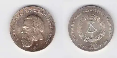 DDR Gedenk Münze 20 Mark Friedrich Engels 1970 Silber Stempelglanz (136580)