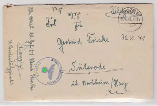 48411 seltener Feldpostbrief Steg-K2 U.Boots-Stützpunkt Danzig 30.1.1941