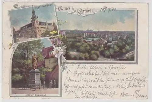 46461 Mehrbild Ak Gruß aus Erfurt Post Gebäude usw. 1900