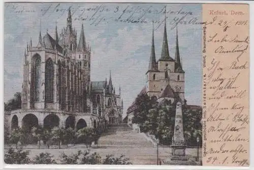 17790 Seidenkarten Ak Erfurt Dom 1901