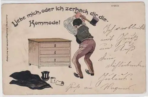 58883 Künstler Ak Bruno Bürger Leipzig No. 6653 Liebe mich, oder ich...1904