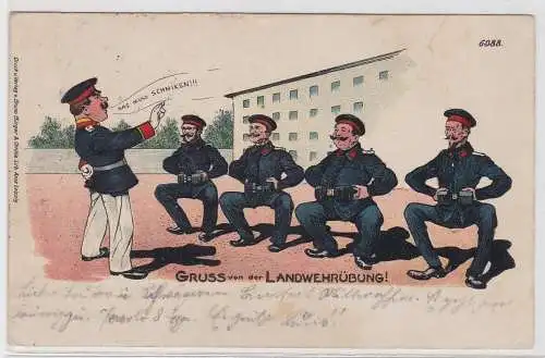 55771 Künstler Bruno Bürger Leipzig Ak No. 6388 Gruss von der Landwehrübung 1914