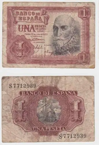 1 Peseta Banknote Spanien Banco de Espana 22.07.1953 Pick 144 (139564)