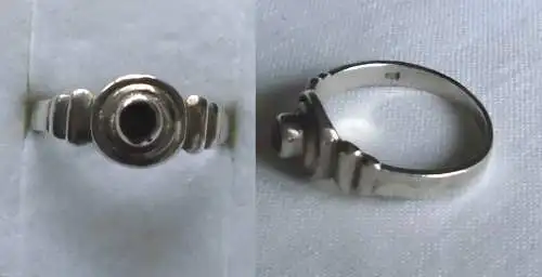 Hübscher Damenring 925er Silber mit kleinem schwarzen Stein (119951)