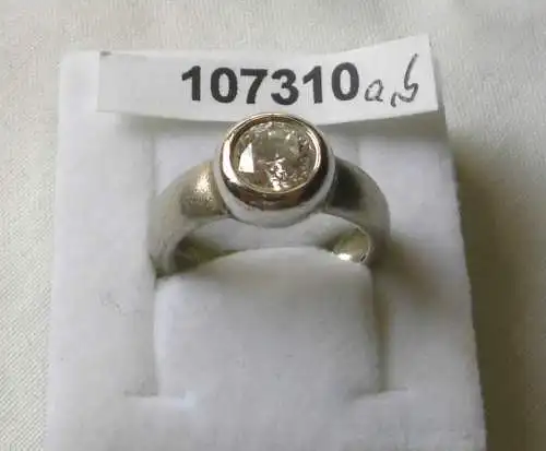 aparter Damen-Ring Silber 925 matte Oberfläche mit farblosem Stein (107310)