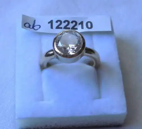 Aparter Damen-Ring Silber 925 vergoldet mit farblosem Stein (122210)