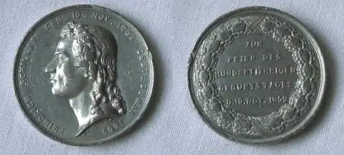 Zinn Medaille Friedrich Schiller - Zur Feier des 100. Geburtstages 1859 (110795)
