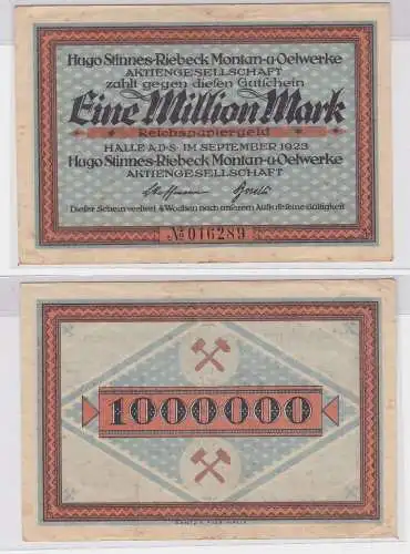 1 Million Mark Banknote Halle Hugo Stinnes Riebeck Montan Sept. 1923 (126436)