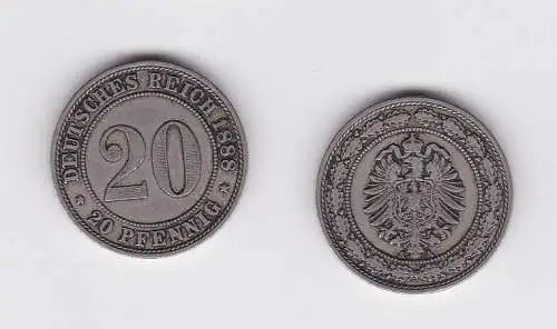 20 Pfennig Nickel Münze Kaiserreich 1888 A, Jäger 9  (122924)
