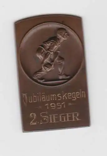 Seltene Medaille Plakette Jubiläumskegeln 1951 - 2. Sieger (145180)