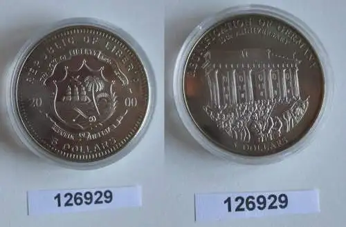 5 Dollar Nickel Münze Liberia 2000 Mauerfall 10 Jahre Wiedervereinigung (126929)