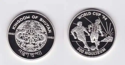 300 Ngultrum Silber Münze Bhutan 1992 Fussball WM USA 1994 (123216)