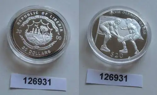 20 Dollar Silber Münze Liberia 2000 Olympiade Sydney Basketballer (126931)
