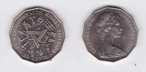 50 Cents Kupfer Nickel Münze Australien 1982, Commonwealth Games (126763)