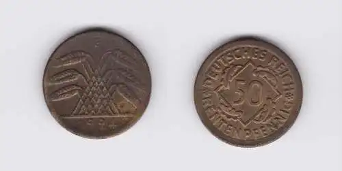 50 Rentenpfennig Messing Münze Weimarer Republik 1924 E Jäger 310 (127367)