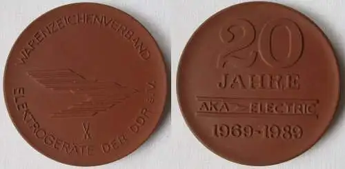 DDR Medaille Meissner Porzellan 20 Jahre AKA Electric 1969-1989 (145075)