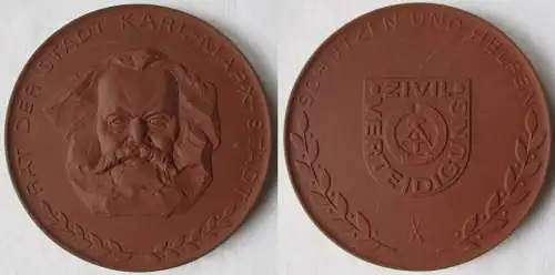 DDR Porzellan Medaille Rat der Stadt Karl Marx Stadt Zivilverteidigung (145100)
