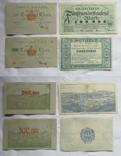4 x Banknoten 100 bis 500 Tausend Mark Annaberg und Buchholz 1923 (145012)