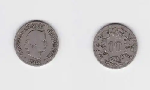 10 Rappen Kupfer Nickel Münze Schweiz 1882 B (144491)