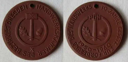 DDR Medaille Meissner Porzellan Handwerkskammer Bezirk Dresden 1960 (145034)