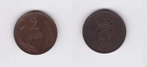 2 Öre Kupfer Münze Dänemark 1875 (127137)